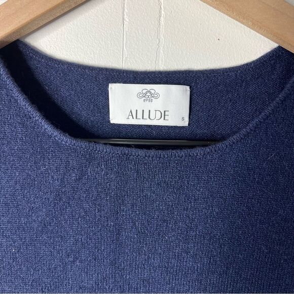 Allude Cashmere Crew Neck sweater Vest Navy Blue Size Small Oversized - Picture 3 of 6